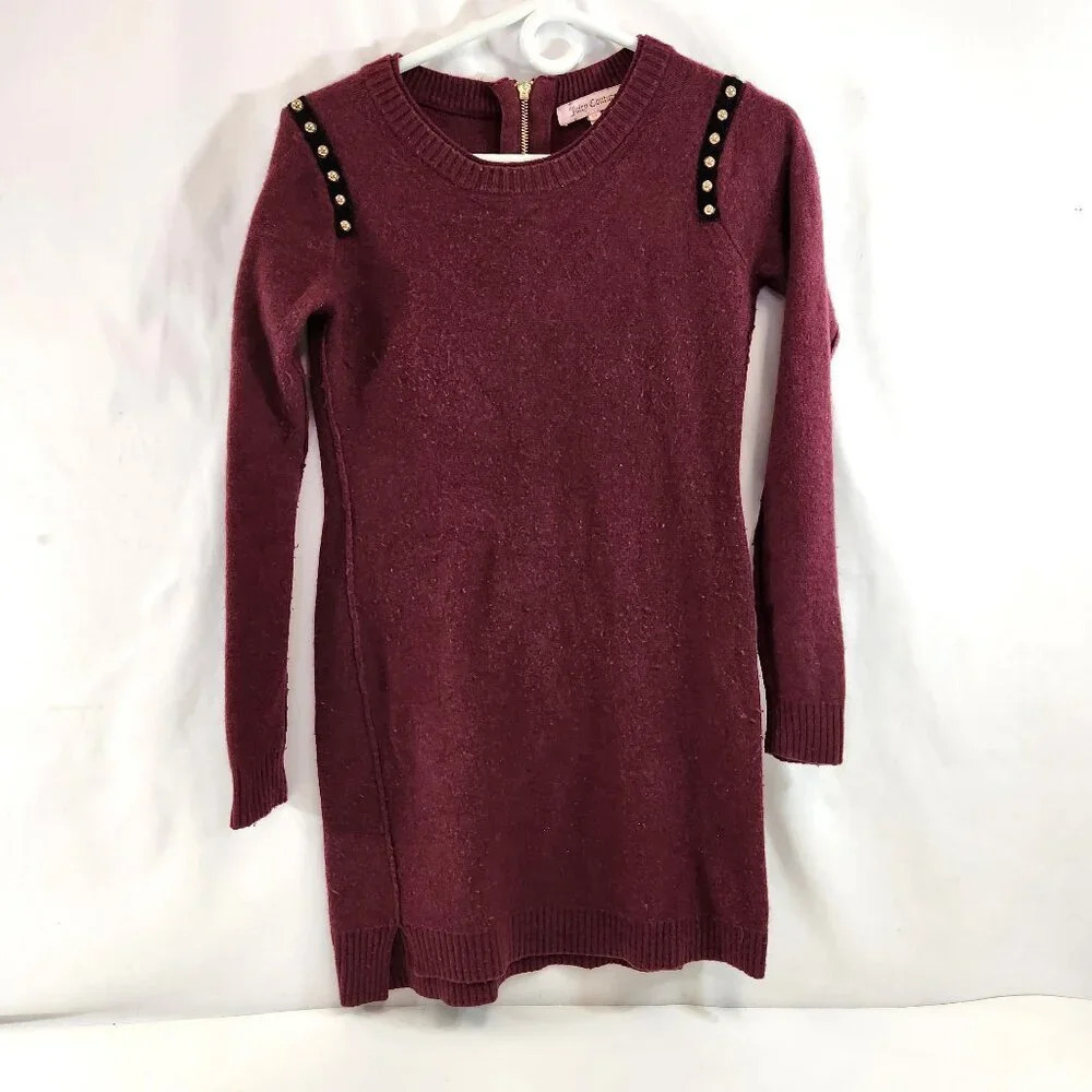 Juicy Couture Long Sleeve  Sweater Dress Size XS Burgundy
